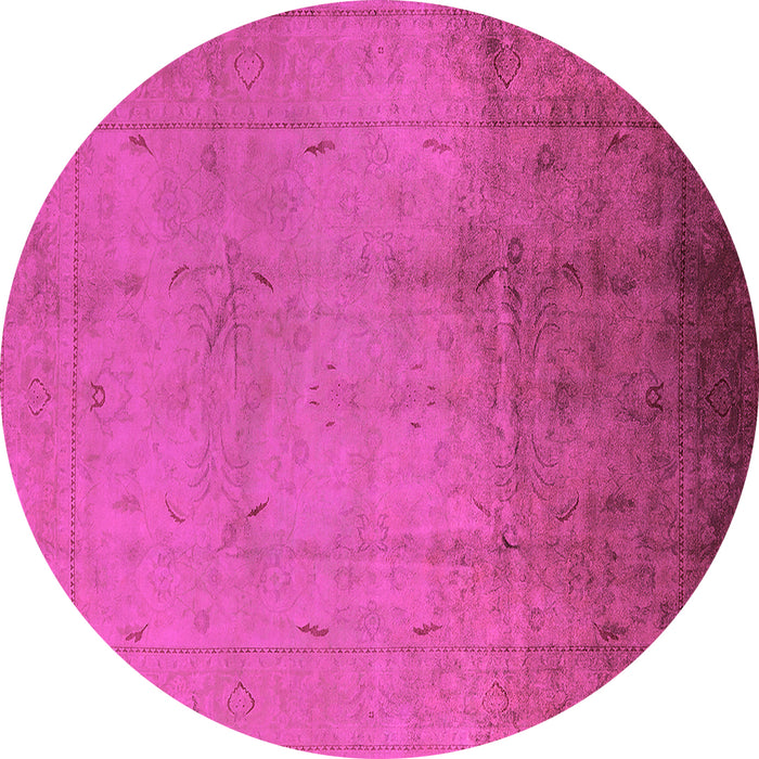 Round Oriental Pink Traditional Rug, urb1182pnk