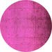 Round Oriental Pink Traditional Rug, urb1182pnk