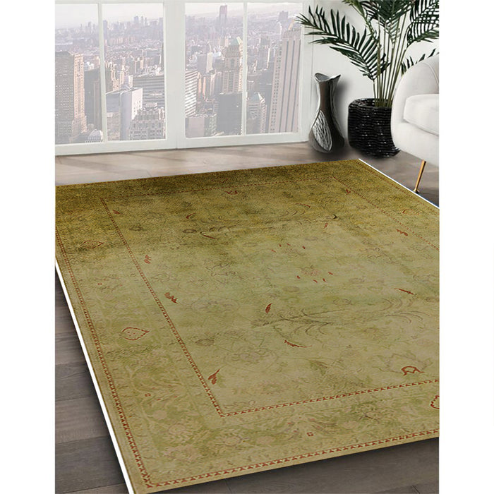 Mid-Century Modern Caramel Brown Oriental Rug in Family Room, urb1182