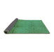 Sideview of Oriental Turquoise Traditional Rug, urb1182turq