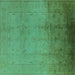 Square Oriental Turquoise Traditional Rug, urb1182turq