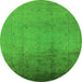 Round Machine Washable Oriental Green Traditional Area Rugs, wshurb1182grn