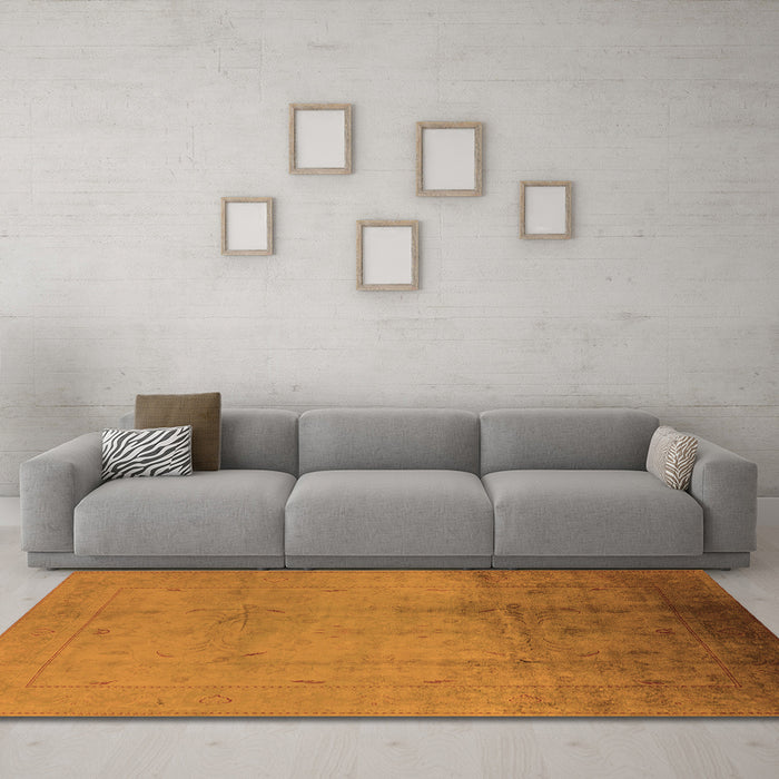 Machine Washable Oriental Orange Traditional Area Rugs in a Living Room, wshurb1182org