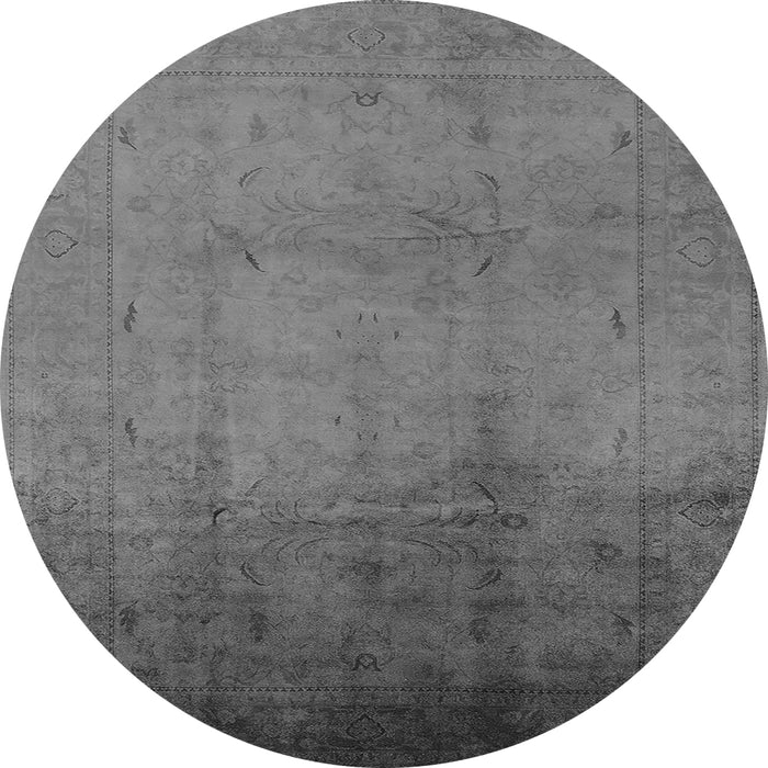 Round Machine Washable Oriental Gray Traditional Rug, wshurb1182gry