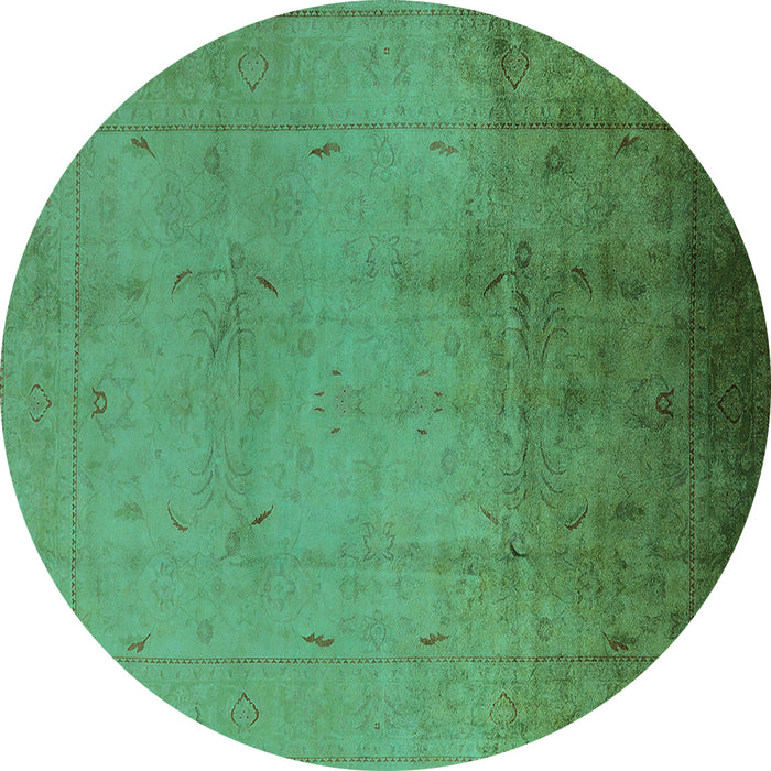 Round Oriental Turquoise Traditional Rug, urb1182turq