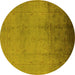 Round Oriental Yellow Traditional Rug, urb1182yw