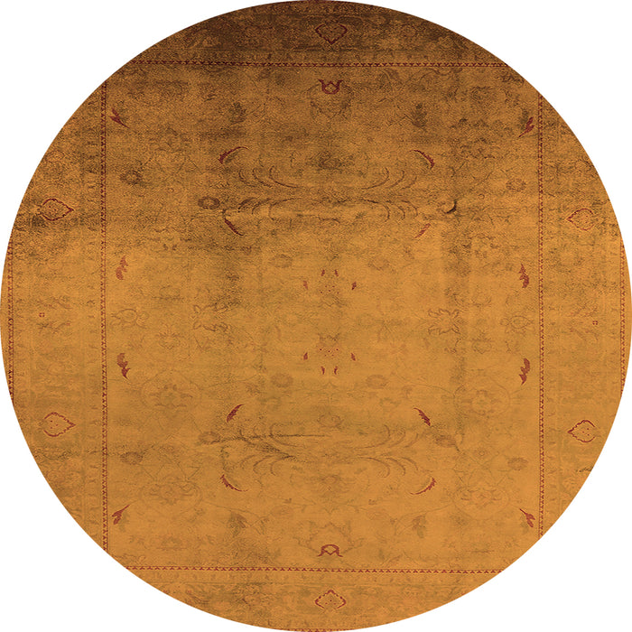 Round Oriental Orange Traditional Rug, urb1182org