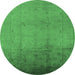 Round Oriental Emerald Green Traditional Rug, urb1182emgrn