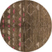 Round Machine Washable Solid Brown Modern Rug, wshurb1183brn