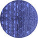 Round Machine Washable Solid Blue Modern Rug, wshurb1183blu