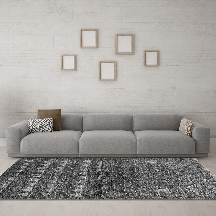 Machine Washable Solid Gray Modern Rug in a Living Room,, wshurb1183gry