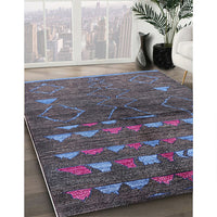 Mid-Century Modern Plum Purple Solid Rug, urb1183