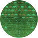 Round Machine Washable Solid Green Modern Area Rugs, wshurb1183grn