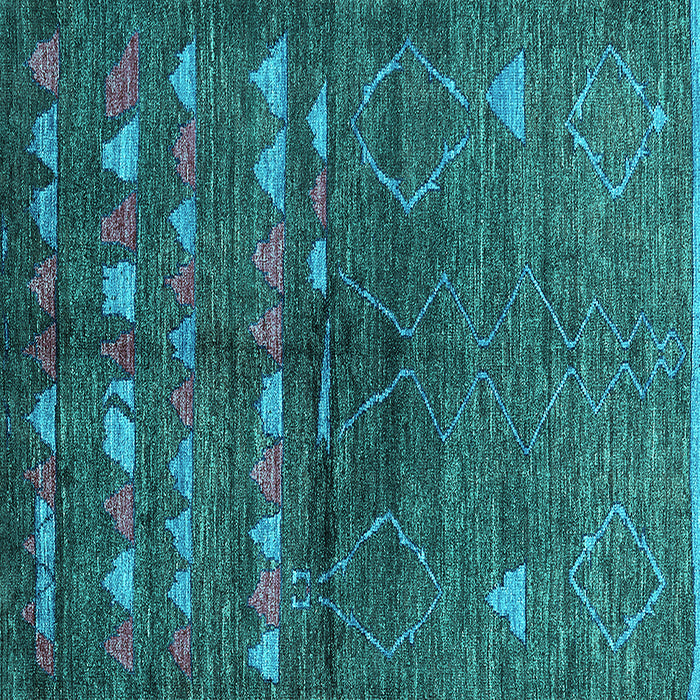 Square Solid Turquoise Modern Rug, urb1183turq