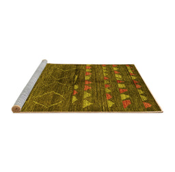 Sideview of Machine Washable Solid Yellow Modern Rug, wshurb1183yw