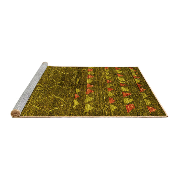 Sideview of Machine Washable Solid Yellow Modern Rug, wshurb1183yw
