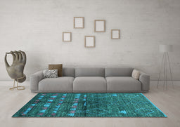 Machine Washable Solid Turquoise Modern Area Rugs in a Living Room,, wshurb1183turq