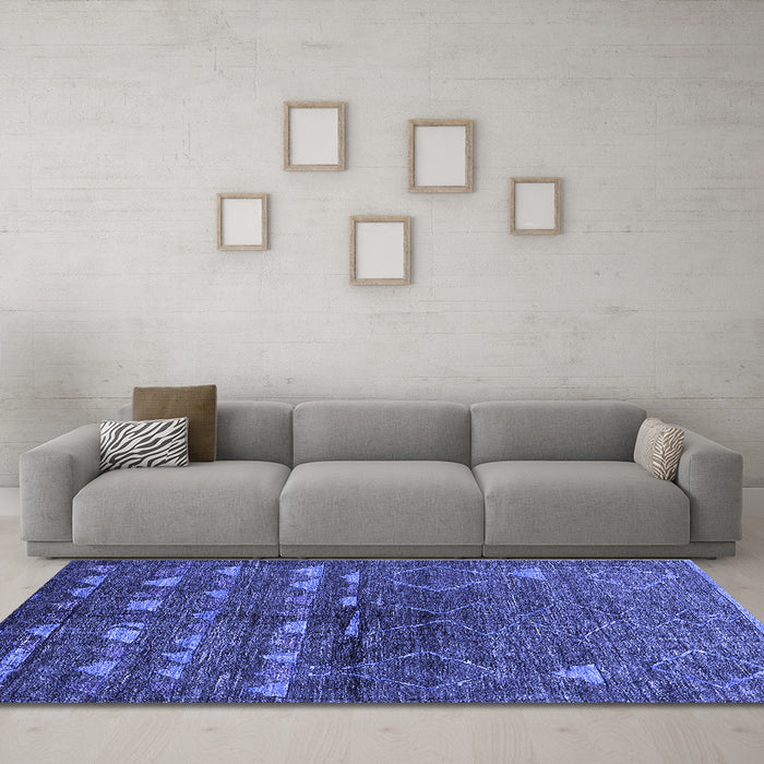 Machine Washable Solid Blue Modern Rug in a Living Room, wshurb1183blu