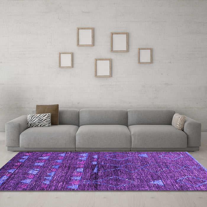 Machine Washable Solid Purple Modern Area Rugs in a Living Room, wshurb1183pur