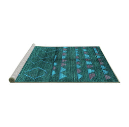 Sideview of Machine Washable Solid Turquoise Modern Area Rugs, wshurb1183turq
