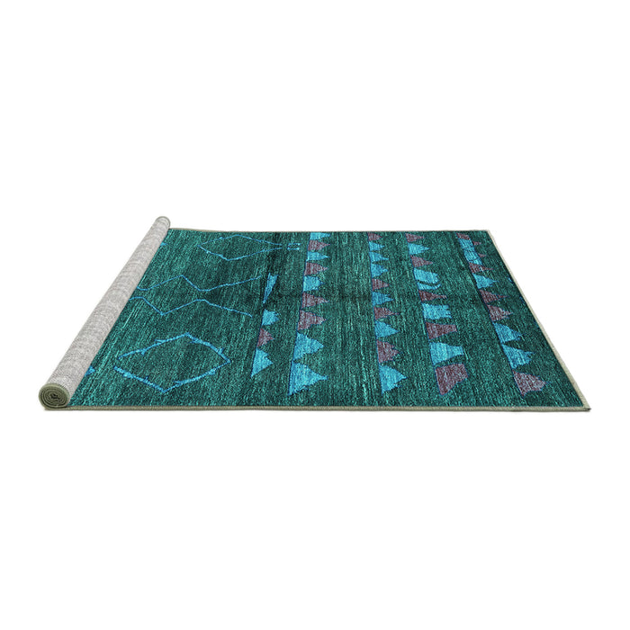 Sideview of Machine Washable Solid Turquoise Modern Area Rugs, wshurb1183turq