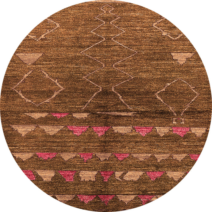 Round Machine Washable Solid Orange Modern Area Rugs, wshurb1183org