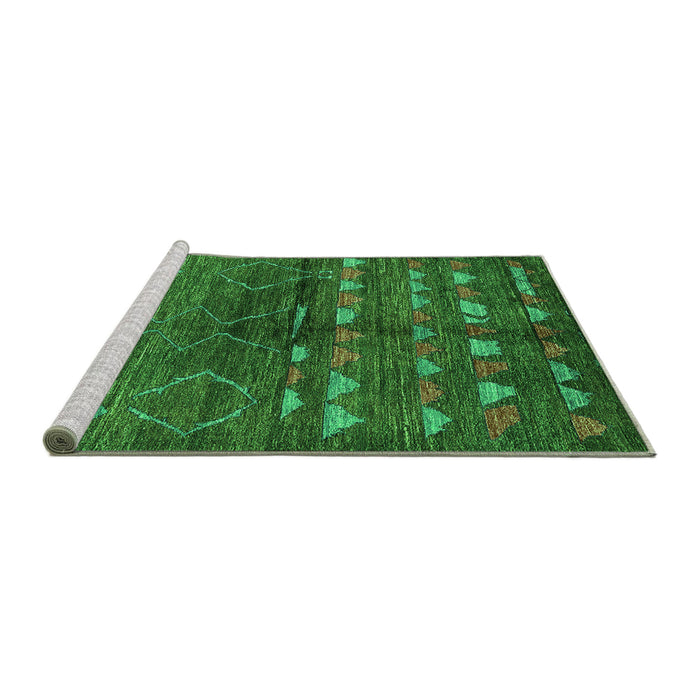 Sideview of Machine Washable Solid Green Modern Area Rugs, wshurb1183grn
