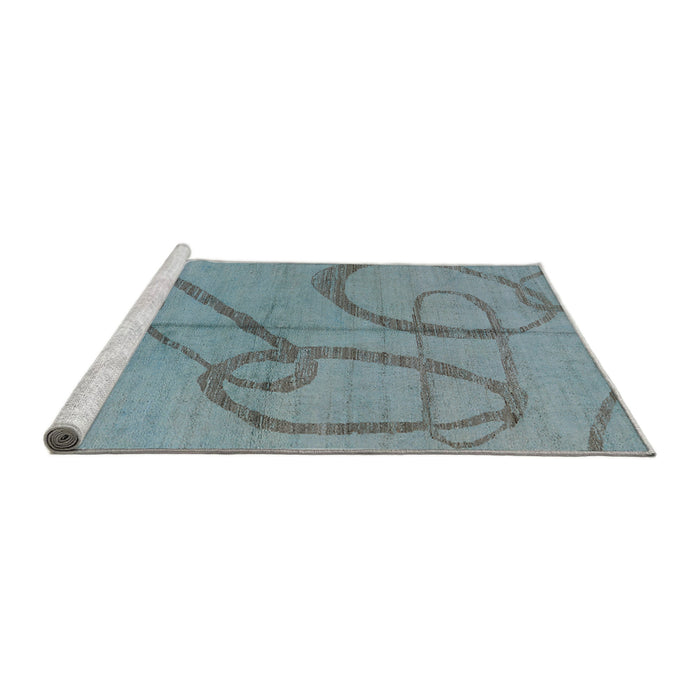 Sideview of Machine Washable Industrial Modern Blue Rug, wshurb1184