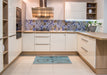 Mid-Century Modern Blue Oriental Rug in a Kitchen, urb1184