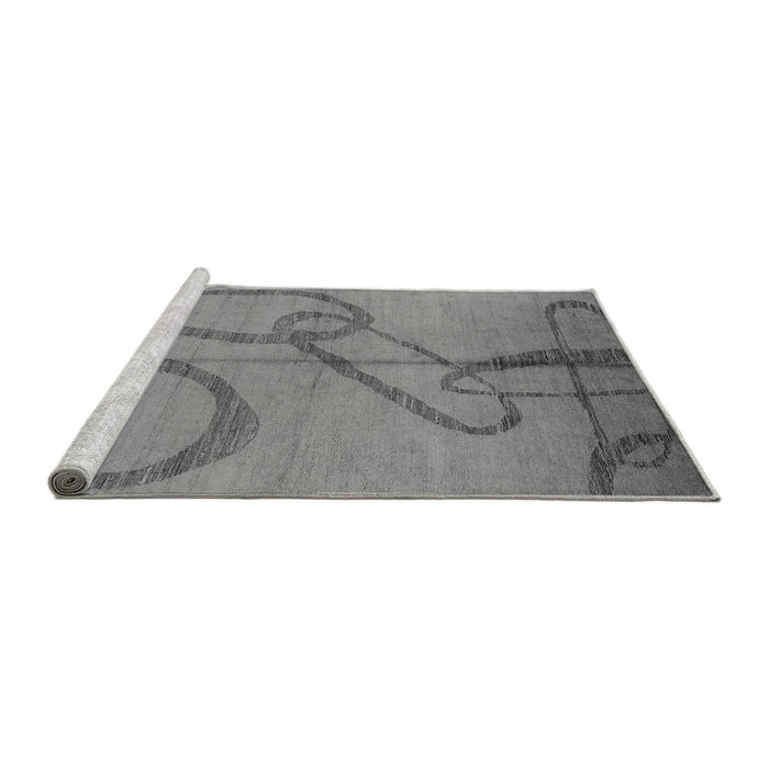 Sideview of Machine Washable Oriental Gray Industrial Rug, wshurb1184gry