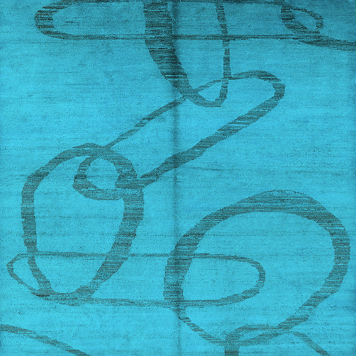 Square Machine Washable Oriental Light Blue Industrial Rug, wshurb1184lblu