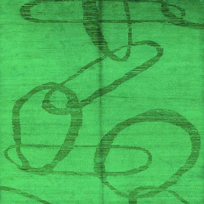 Square Machine Washable Oriental Green Industrial Area Rugs, wshurb1184grn