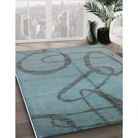 Mid-Century Modern Blue Oriental Rug, urb1184