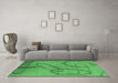 Machine Washable Oriental Emerald Green Industrial Area Rugs in a Living Room,, wshurb1184emgrn