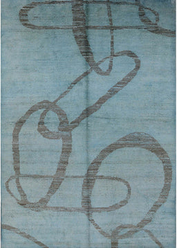 Machine Washable Industrial Modern Blue Rug, wshurb1184