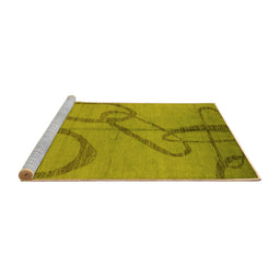 Sideview of Machine Washable Oriental Yellow Industrial Rug, wshurb1184yw
