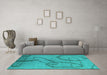Machine Washable Oriental Turquoise Industrial Area Rugs in a Living Room,, wshurb1184turq