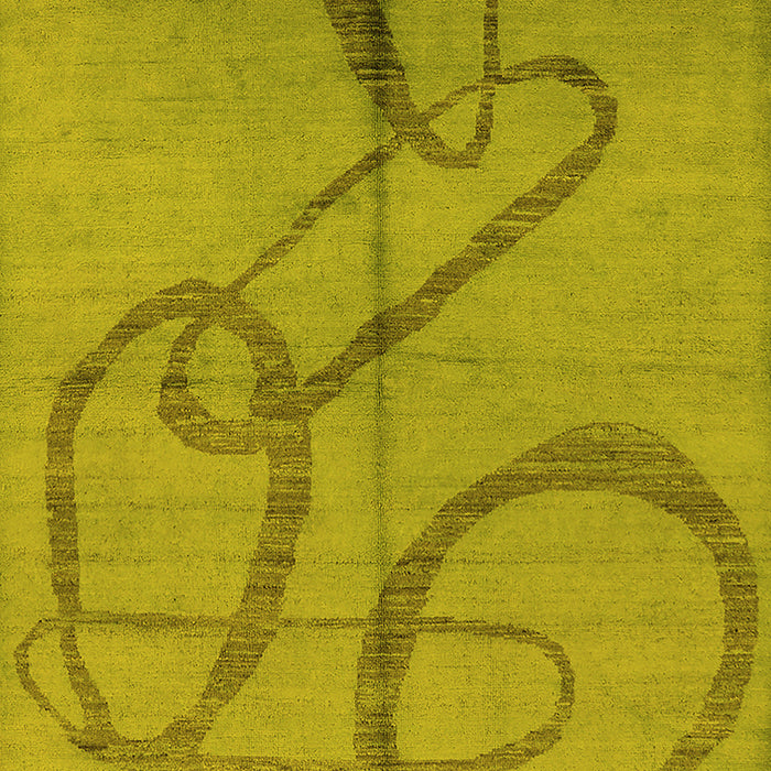 Machine Washable Oriental Yellow Industrial Rug, wshurb1184yw