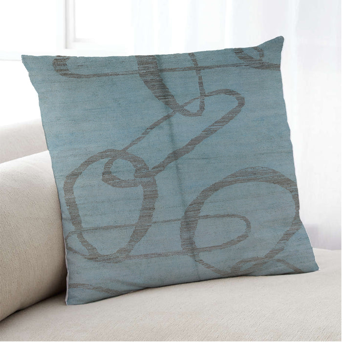 Lifestyle Image of Mid-Century Modern Urban Square Blue Throw Pillow, 18 inch by 18 inch, pwurb1184