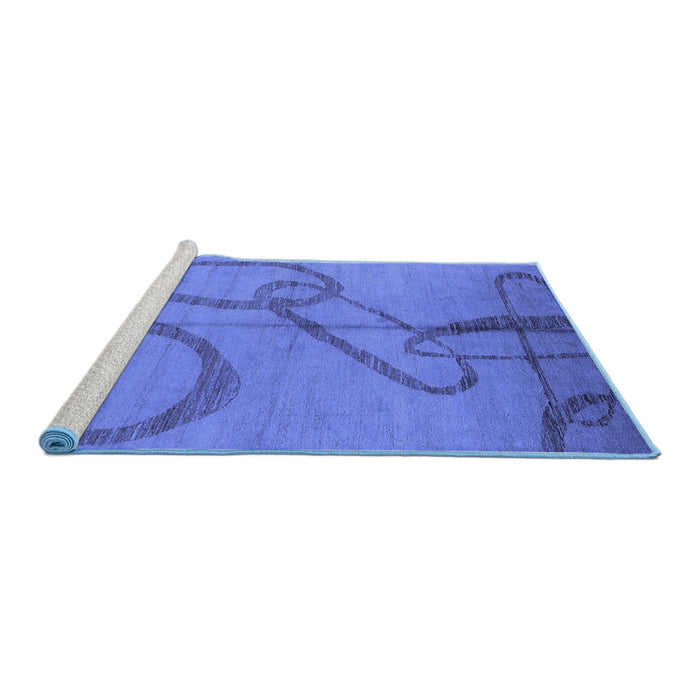 Sideview of Machine Washable Oriental Blue Industrial Rug, wshurb1184blu