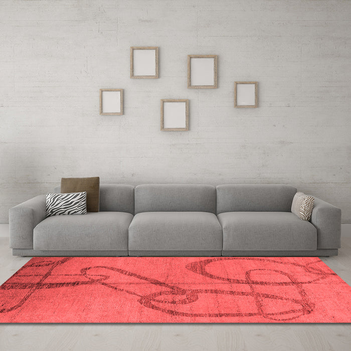 Industrial Red Washable Rugs