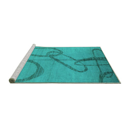 Sideview of Machine Washable Oriental Turquoise Industrial Area Rugs, wshurb1184turq