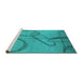 Sideview of Machine Washable Oriental Turquoise Industrial Area Rugs, wshurb1184turq