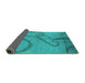 Sideview of Oriental Turquoise Industrial Rug, urb1184turq