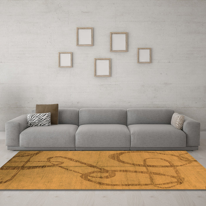 Machine Washable Oriental Orange Industrial Area Rugs in a Living Room, wshurb1184org