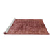 Sideview of Machine Washable Industrial Modern Red Rug, wshurb1185