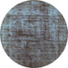 Round Solid Light Blue Modern Rug, urb1185lblu