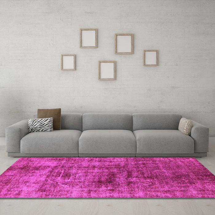 Machine Washable Solid Pink Modern Rug in a Living Room, wshurb1185pnk