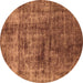 Round Solid Brown Modern Rug, urb1185brn