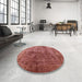 Round Mid-Century Modern Red Solid Rug in a Office, urb1185